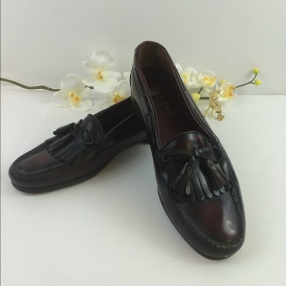 COLE HAAN Leather Loafers Dress Shoes Burgundy 12